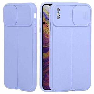For iPhone XS Max Litchi Texture Sliding Camshield TPU Protective Phone Case(Light Purple)