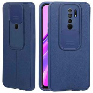 For Xiaomi Redmi 9 Litchi Texture Sliding Camshield TPU Protective Phone Case(Blue)