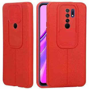 For Xiaomi Redmi 9 Litchi Texture Sliding Camshield TPU Protective Phone Case(Red)