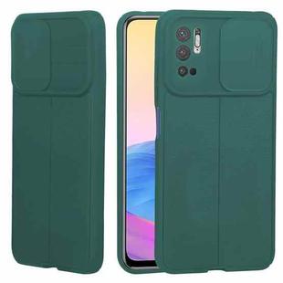 For Xiaomi Redmi Note 10 5G Litchi Texture Sliding Camshield TPU Protective Phone Case(Dark Green)