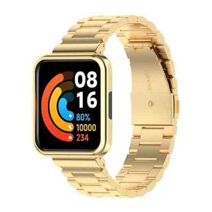 Three-bead Steel Watch Band for Xiaomi Redmi Watch 2 Lite International Version(Gold)