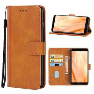 Leather Phone Case For Sharp Aquos Sense3 Lite(Brown)