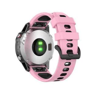 22mm Quick Release Two-color Silicone Watch Band for Garmin Fenix 7 / EPIX(Pink Black)