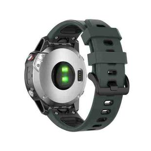 22mm Quick Release Two-color Silicone Watch Band for Garmin Fenix 7 / EPIX(Olive Green Black)