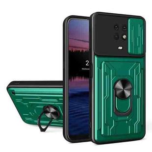 For Nokia G10 Sliding Camshield Card Phone Case(Dark Green)