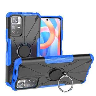 For Xiaomi Redmi Note 11 5G China Version Armor Bear Shockproof PC + TPU Phone Case with Ring Holder(Blue)