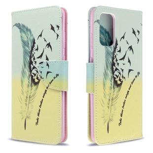 For Galaxy S20+ Colored Drawing Pattern Horizontal Flip Leather Case with Holder & Card Slots & Wallet(Feather)