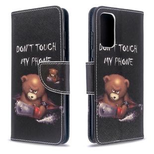 For Galaxy S20 Colored Drawing Pattern Horizontal Flip Leather Case with Holder & Card Slots & Wallet(Bear)