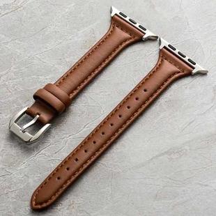 Genuine Leather Watch Band For Apple Watch Ultra 49mm / Series 8&7 45mm / SE 2&6&SE&5&4 44mm / 3&2&1 42mm(Brown)