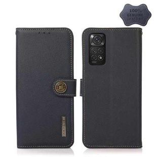 For Xiaomi Redmi Note 11 4G Foreign Version KHAZNEH Custer Genuine Leather RFID Phone Case(Blue)