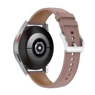 20mm Genuine Leather Watch Band for Samsung Galaxy Watch4/Watch3 41mm/Active2/Huawei/Garmin Watch etc.(Dark Pink)