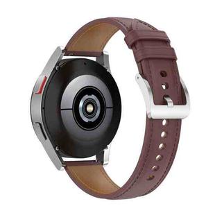 20mm Genuine Leather Watch Band for Samsung Galaxy Watch4/Watch3 41mm/Active2/Huawei/Garmin Watch etc.(Dark Brown)