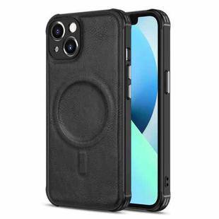 For iPhone 13 Crazy Horse Cowhide Leather Magnetic Phone Case(Black)