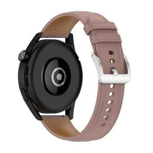 22mm Genuine Leather Watch Band for Huawei Watch GT3 46mm/GT2 46mm/Samsung Galaxy Watch3 45mm(Dark Pink)