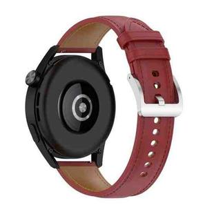 22mm Genuine Leather Watch Band for Huawei Watch GT3 46mm/GT2 46mm/Samsung Galaxy Watch3 45mm(Red)