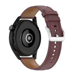22mm Genuine Leather Watch Band for Huawei Watch GT3 46mm/GT2 46mm/Samsung Galaxy Watch3 45mm(Dark Brown)