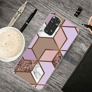 For Xiaomi Redmi Note 11 Global / Note 11S Abstract Marble Pattern TPU Phone Case(Rhombus Orange Purple)