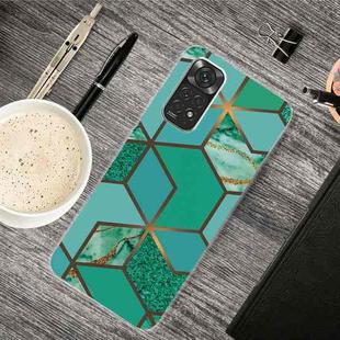 For Xiaomi Redmi Note 11 Global / Note 11S Abstract Marble Pattern TPU Phone Case(Rhombus Green)