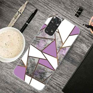 For Xiaomi Redmi Note 11 Global / Note 11S Abstract Marble Pattern TPU Phone Case(Rhombus Gray Purple)