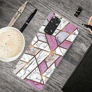 For Xiaomi Redmi Note 11 Global / Note 11S Abstract Marble Pattern TPU Phone Case(Rhombus White Purple)