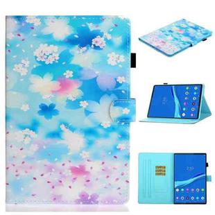 For Samsung Galaxy Tab A8 10.5 2021 Painted Left and Right Flat Leather Tablet Case(Petal Rain)