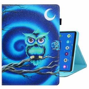 For Samsung Galaxy Tab A8 10.5 2021 Coloured Drawing Stitching Leather Tablet Case(Moon Owl)