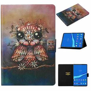 For Samsung Galaxy Tab A8 10.5 2021 Voltage Texture Coloured Drawing Pattern Leather Tablet Case(Owl)