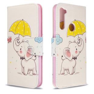 For Xiaomi Redmi Note 8T Colored Drawing Pattern Horizontal Flip Leather Case with Holder & Card Slots & Wallet(Umbrella Elephant)