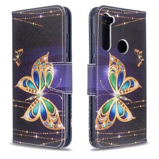 For Xiaomi Redmi Note 8T Colored Drawing Pattern Horizontal Flip Leather Case with Holder & Card Slots & Wallet(Golden Butterfly)