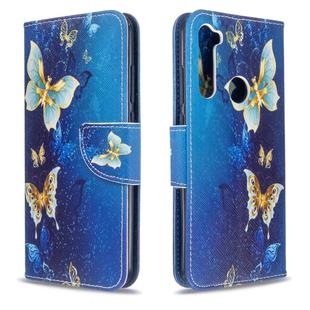 For Xiaomi Redmi Note 8T Colored Drawing Pattern Horizontal Flip Leather Case with Holder & Card Slots & Wallet(Blue Butterfly)