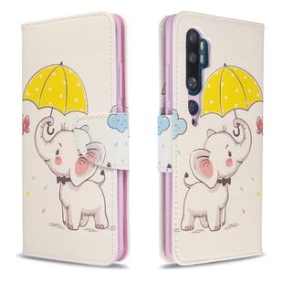 For Xiaomi CC9 Pro / Note 10 / Note 10 Pro Colored Drawing Pattern Horizontal Flip Leather Case with Holder & Card Slots & Wallet(Umbrella Elephant)