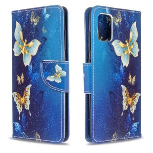 For Galaxy A51 Colored Drawing Pattern Horizontal Flip Leather Case with Holder & Card Slots & Wallet(Blue Butterfly)
