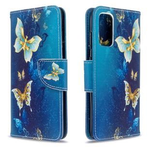 For Galaxy S20 Colored Drawing Pattern Horizontal Flip Leather Case with Holder & Card Slots & Wallet(Blue Butterfly)