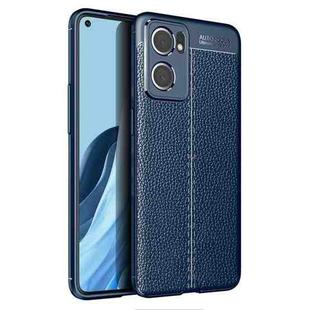 For OPPO Reno7 International Version Litchi Texture TPU Shockproof Phone Case(Navy Blue)