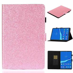 For Samsung Galaxy Tab A8 10.5 2021 Varnish Glitter Powder Leather Tablet Case(Pink)