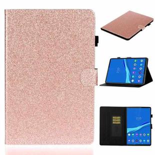 For Samsung Galaxy Tab A8 10.5 2021 Varnish Glitter Powder Leather Tablet Case(Rose Gold)
