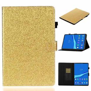 For Samsung Galaxy Tab A8 10.5 2021 Varnish Glitter Powder Leather Tablet Case(Gold)