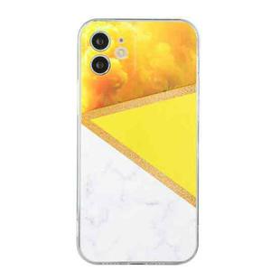 For iPhone 12 Stitching Marble TPU Phone Case(Yellow)