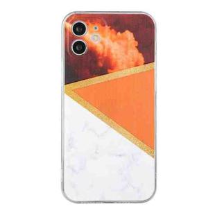 For iPhone 12 Stitching Marble TPU Phone Case(Orange)