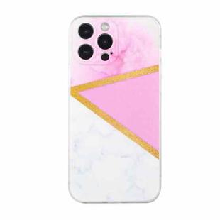 For iPhone 12 Pro Stitching Marble TPU Phone Case(Pink)