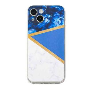 For iPhone 13 Stitching Marble TPU Phone Case(Dark Blue)