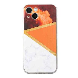For iPhone 13 Stitching Marble TPU Phone Case(Orange)