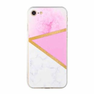 For iPhone SE 2022 / SE 2020 / 8 / 7 Stitching Marble TPU Phone Case(Pink)