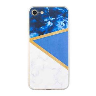 For iPhone SE 2022 / SE 2020 / 8 / 7 Stitching Marble TPU Phone Case(Dark Blue)