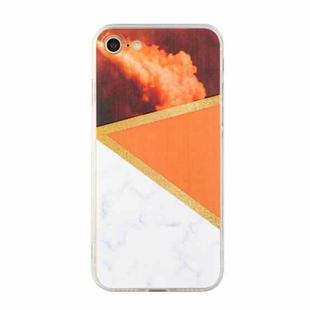 For iPhone SE 2022 / SE 2020 / 8 / 7 Stitching Marble TPU Phone Case(Orange)