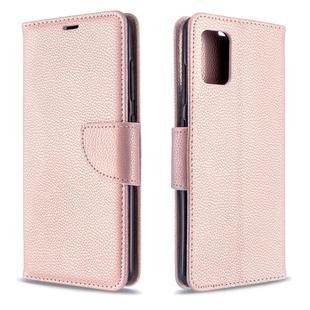 For Galaxy A51 Litchi Texture Pure Color Horizontal Flip PU Leather Case with Holder & Card Slots & Wallet & Lanyard(Rose Gold)
