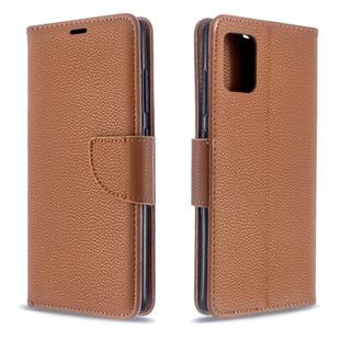 For Galaxy A51 Litchi Texture Pure Color Horizontal Flip PU Leather Case with Holder & Card Slots & Wallet & Lanyard(Brown)