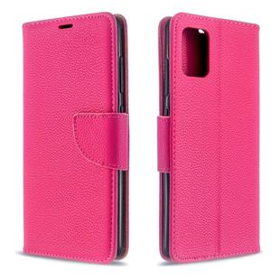 For Galaxy A51 Litchi Texture Pure Color Horizontal Flip PU Leather Case with Holder & Card Slots & Wallet & Lanyard(Rose Red)