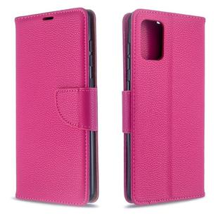 For Galaxy A71 Litchi Texture Pure Color Horizontal Flip PU Leather Case with Holder & Card Slots & Wallet & Lanyard(Rose Red)