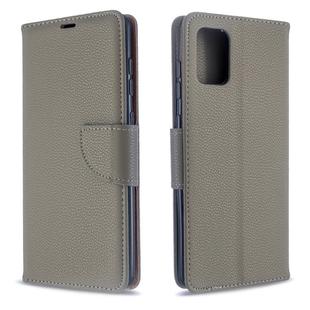 For Galaxy A71 Litchi Texture Pure Color Horizontal Flip PU Leather Case with Holder & Card Slots & Wallet & Lanyard(Grey)